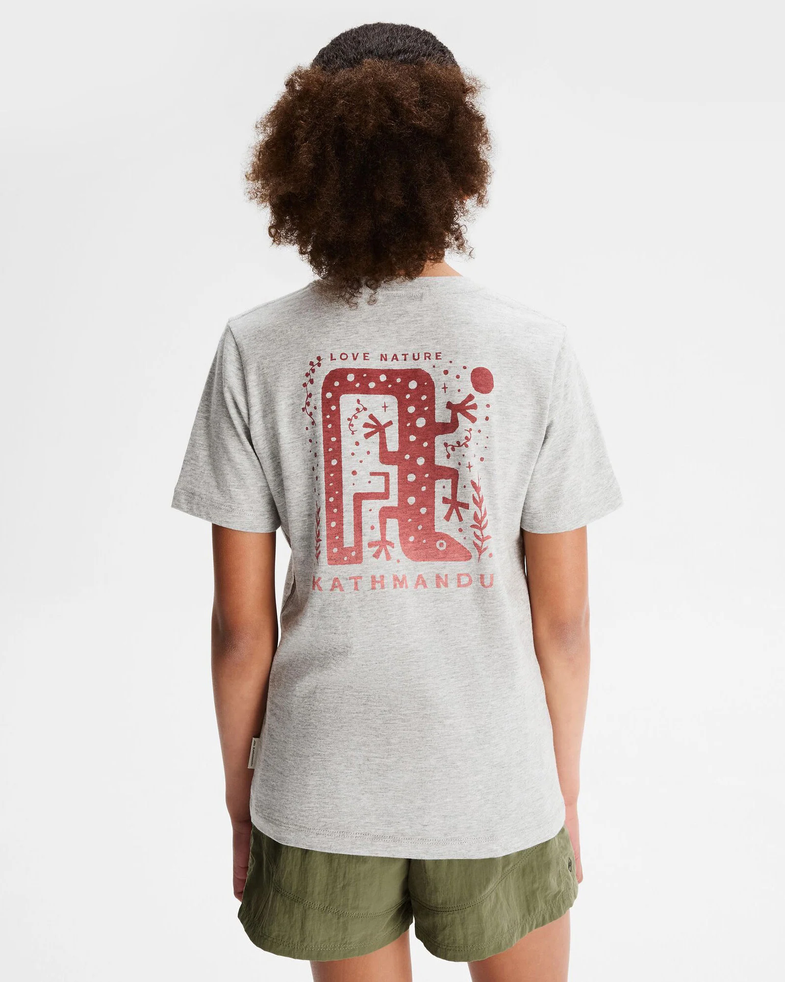 Girls' Geo Skink Organic Cotton T-shirt - Light Grey Marle - Image 3