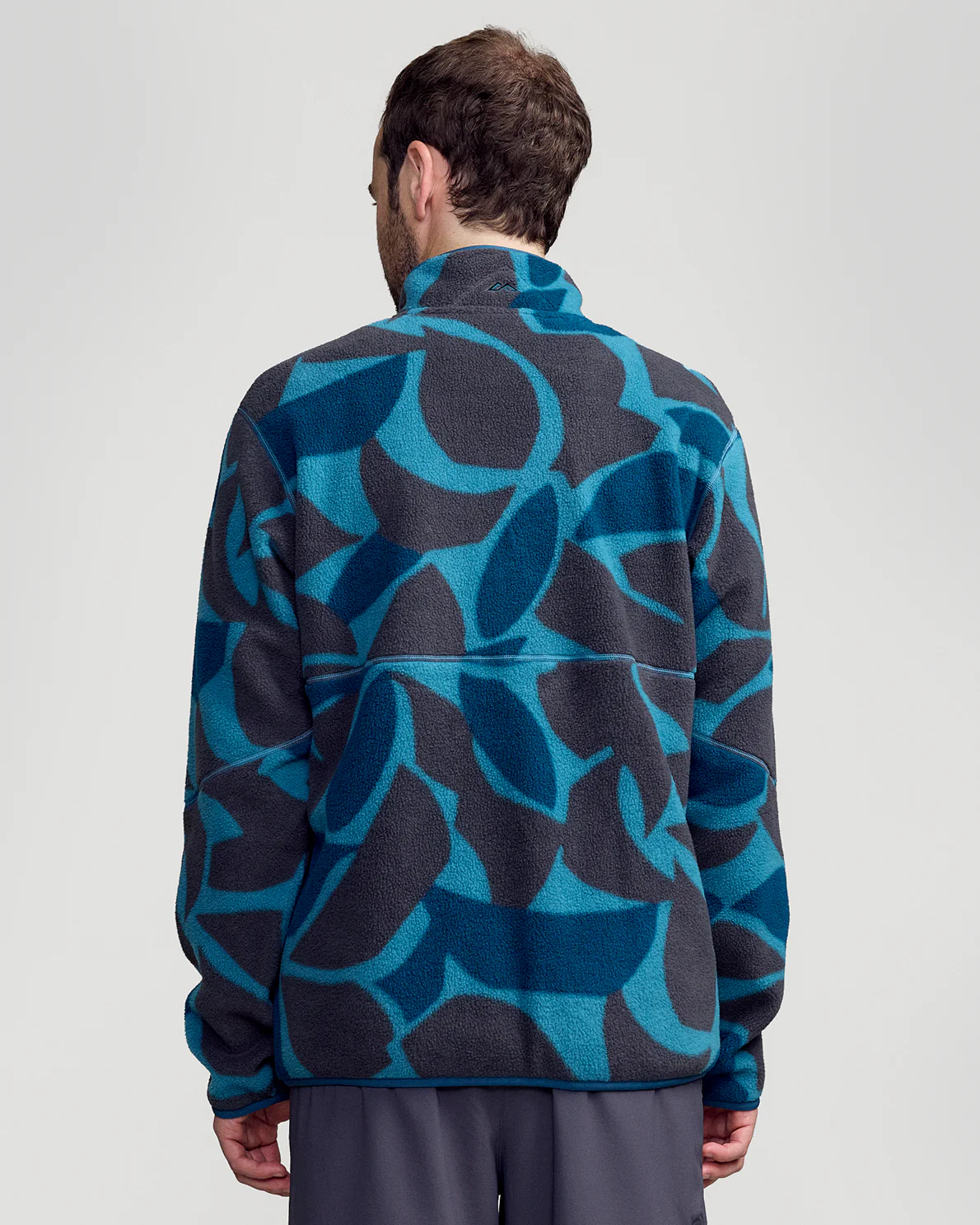 Men's Trailhead Fleece 1/4 Zip Pullover - Washed Blue Forest Floor Print - Image 5