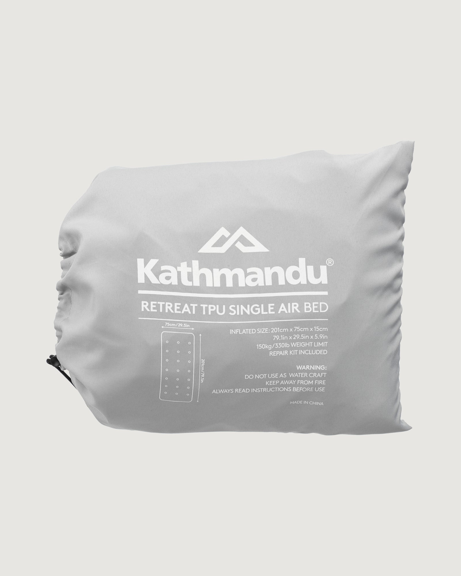 Retreat TPU Single Air Bed - Light Grey - Image 3