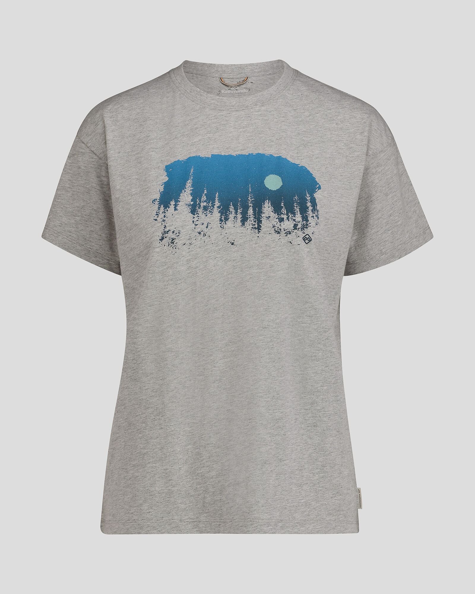 Women's Tree Line Organic Cotton T-shirt - Light Grey Marle - Image 3