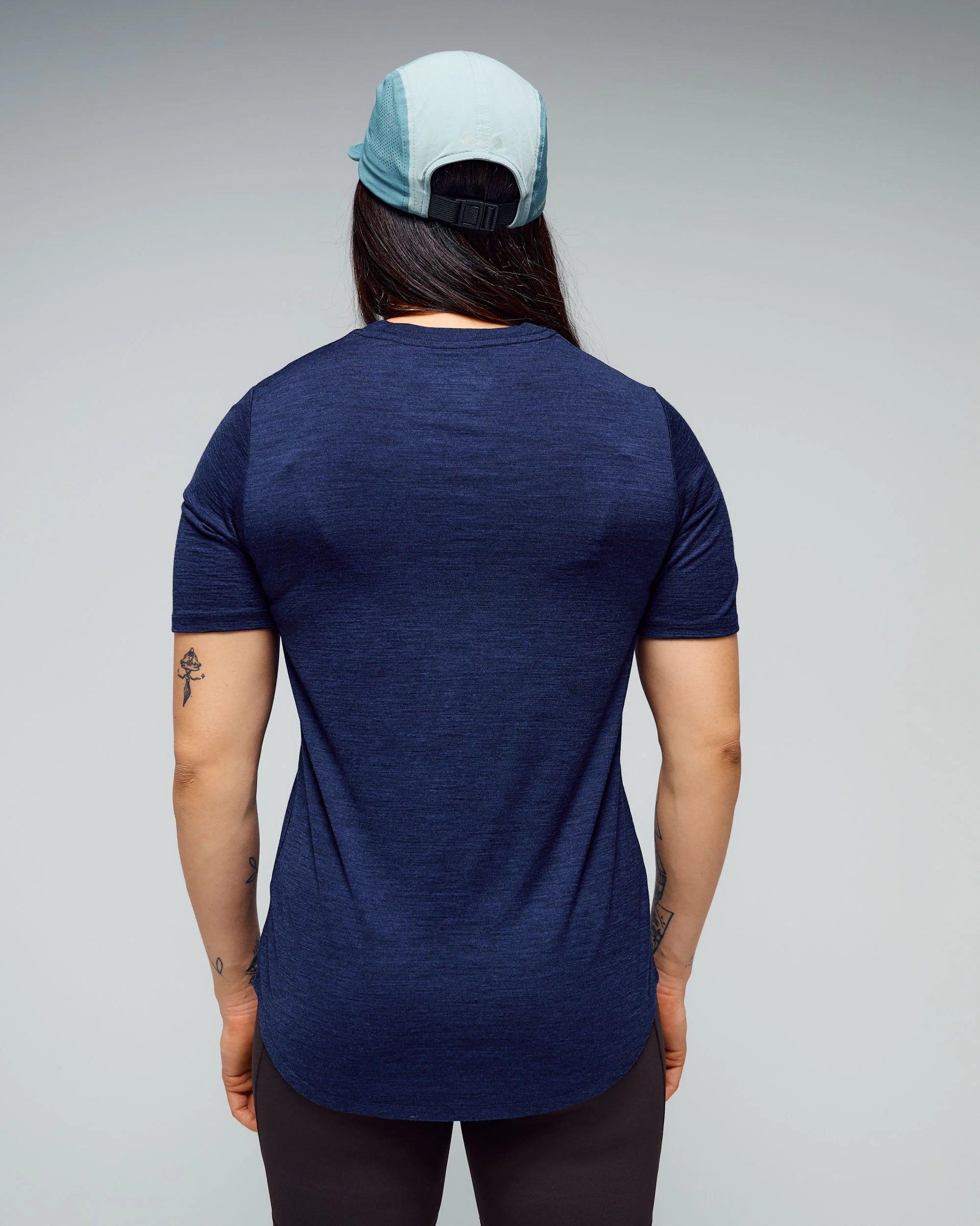 Women's 100% Merino Short Sleeve Crew Top - Midnight Navy Marle - Image 4