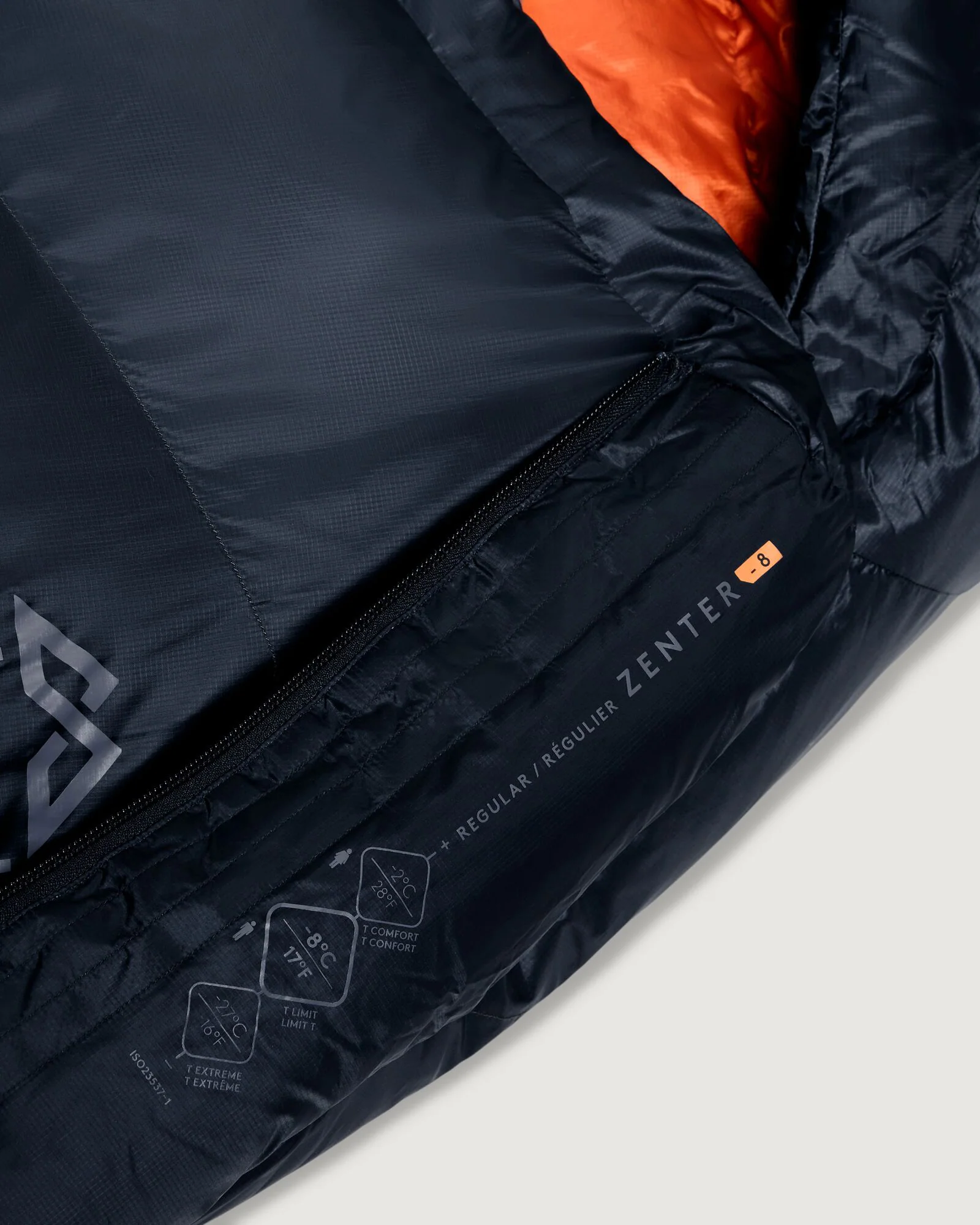 Zenter -8°C Down Sleeping Bag - Regular - Dark Moss/Black Stingray - Image 4